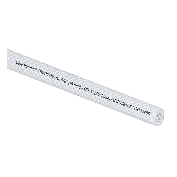 Cole Parmer Reinforced TPE Tubing, Clear, 5/8in ID x 1in OD; 25 Ft CP-FLXCBR10-16-25 - main
